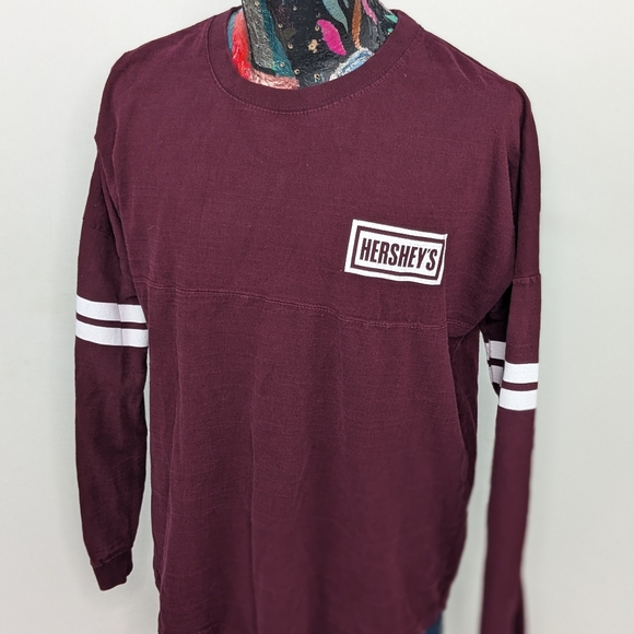 Hersheys Chocolate Long Sleeve Spell Out Purple Tshirt Size XL - Picture 3 of 9